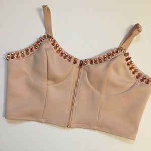 Studded Zip Up Crop Tank